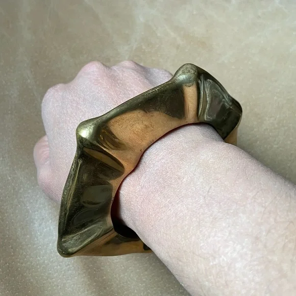 Ulla Johnson brass cuff gold statement bracelet bangle boho chunky sculptural - Picture 5 of 8